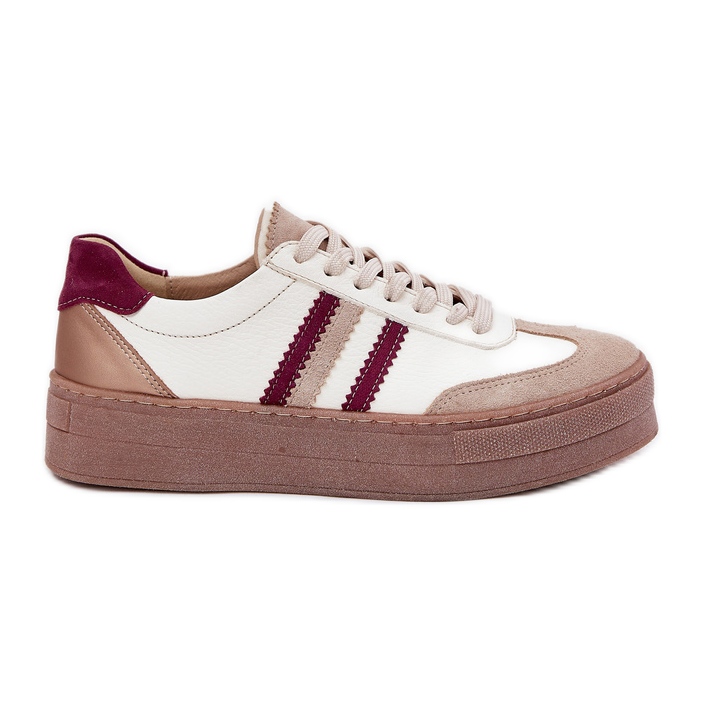 Sneakers en cuir féminin sur la plate-forme BEIGE BEIGE ZAZOO N1234