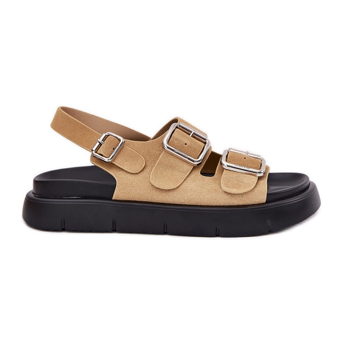 Sandales en daim féminin avec Big Star RR274665 Boucles beige