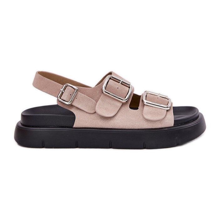 Sandales en daim féminin avec Big Star RR274663 Pinces rose clair