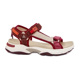Sandales velcro pour femmes D.Franklin DFSH406003 Bourgogne rouge