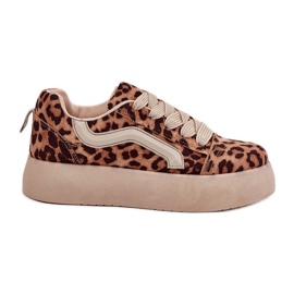 Inna Baskets à plateforme pour femme Léopard beige