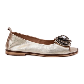 Ballerines en cuir avec doigts nus et une fleur de zazoo 1870 Zlotys doré