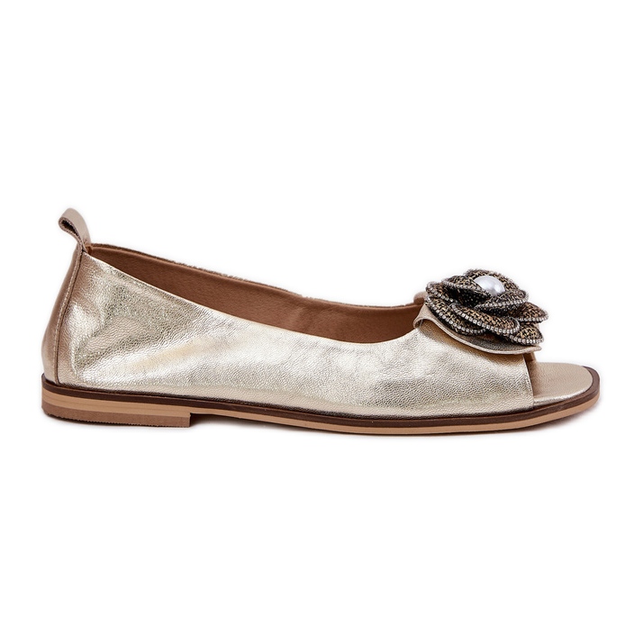 Ballerines en cuir avec doigts nus et une fleur de zazoo 1870 Zlotys d'or