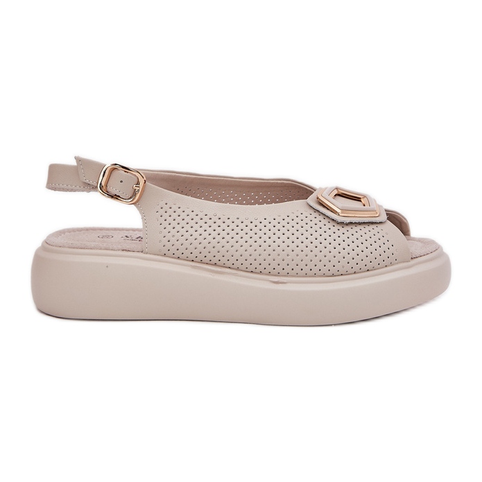 S.Barski Sandales en cuir pour femmes avec un ornement de S. Barski LR51-786 Beige
