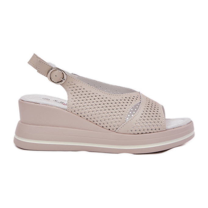 S.Barski Sandales en cuir féminin S. Barski LR51-660 BEIGE OUVERT