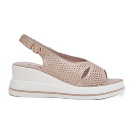 S.Barski Sandales en cuir féminin S. Barski LR51-660 OpenWork Golden doré