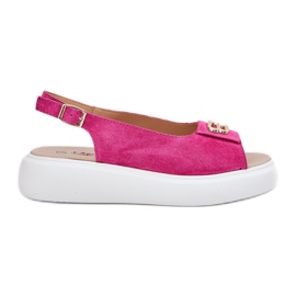 S.Barski Sandales en daim des femmes avec un détail doré S. Barski GR51-604 Fuchsia rose