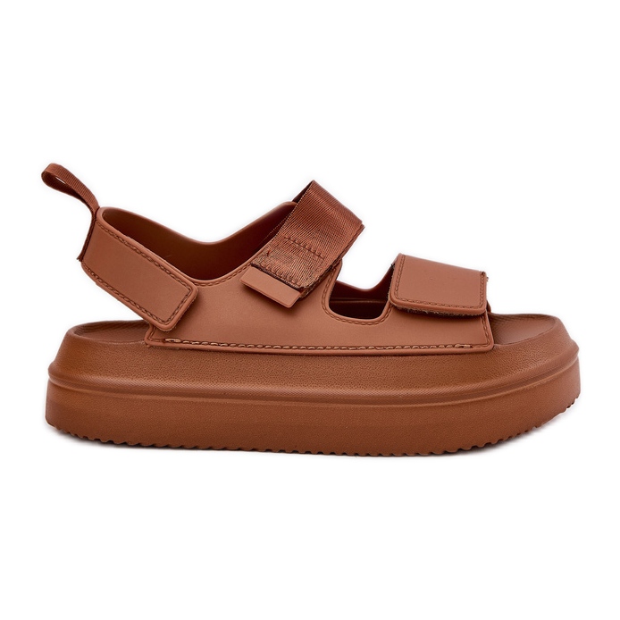 Inna Sandales pour femmes sur plast Velcro Camel brun Inna Sandales pour femmes sur plast Velcro Camel brun