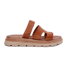 Les tongs en cuir naturel des femmes sur la plate-forme Zazoo 40440 marron brun Les tongs en cuir naturel des femmes sur la plate-forme Zazoo 40440 marron brun