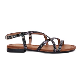 Sandales pour femmes en cuir plat Maciejka 06635-05 noir le noir