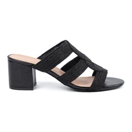 Shelvt Black -High-theed Black Flip flops noir