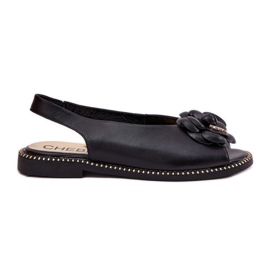 Sandales plates en cuir avec décoration Chebello 4642 noir