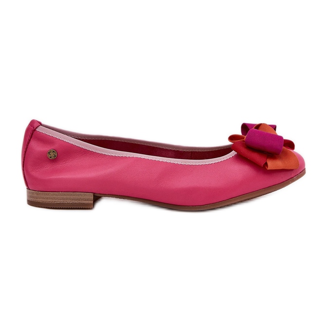 Ballerines en cuir avec un arc Maciejka P6801-15 Fuchsja rose