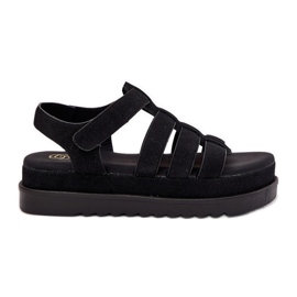 Inna Sandales féminines sur la plate-forme Eco Suede noir