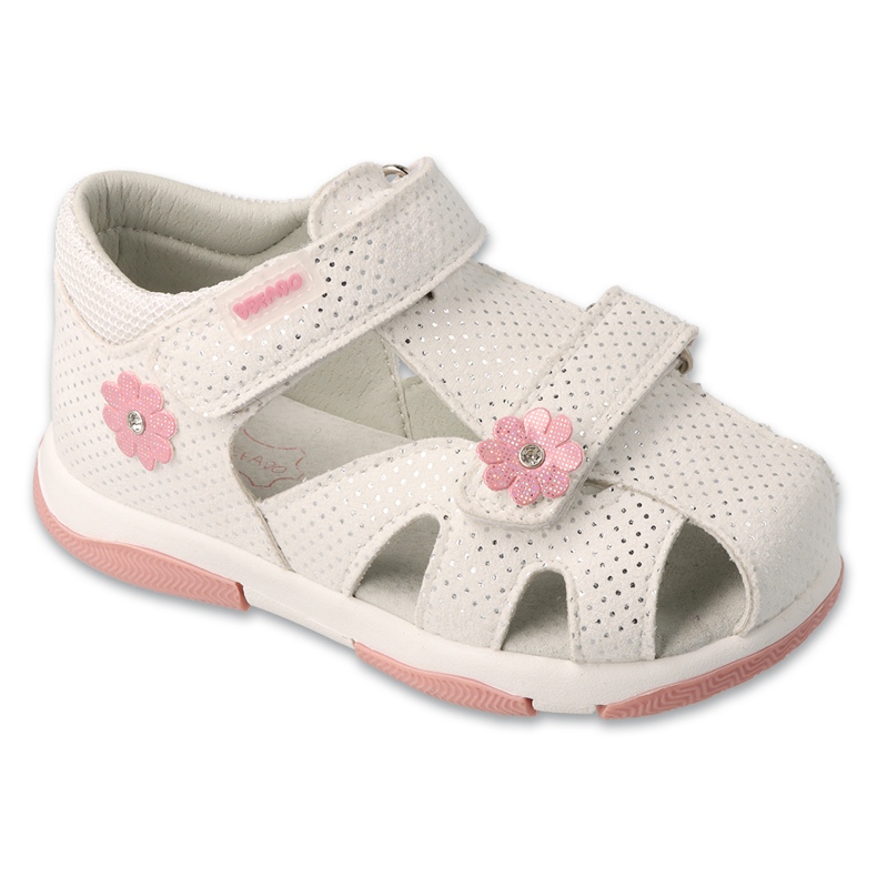 Sandales pour enfants Befado 170p105 blanc décoré de fleurs blanche