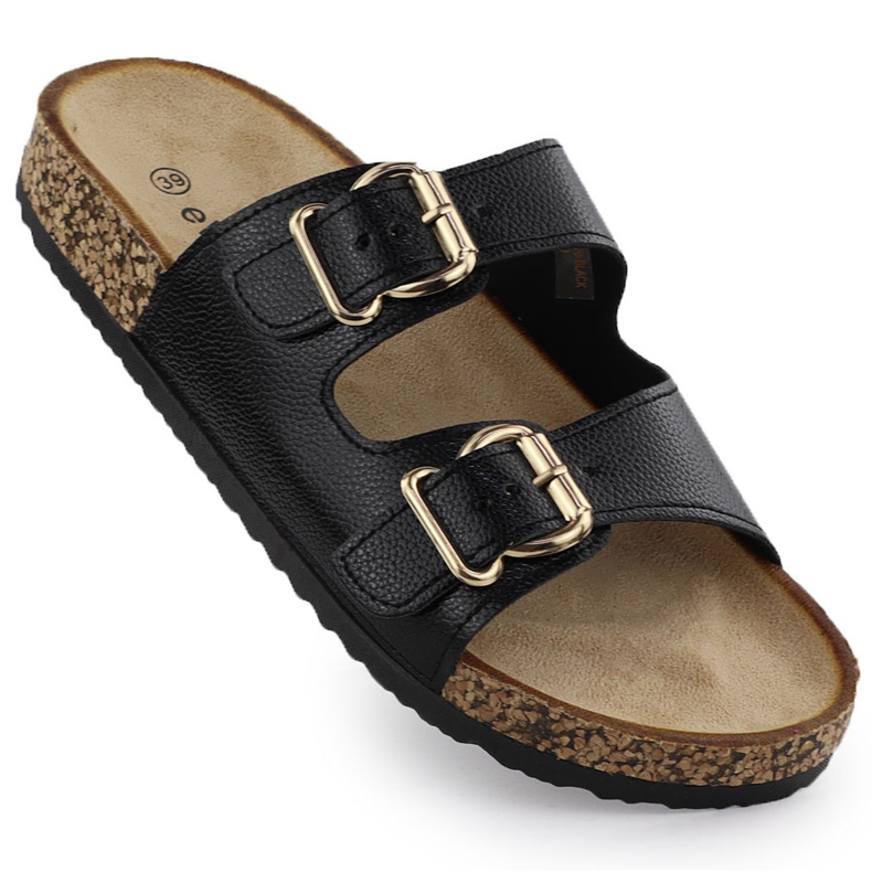 EVento Les tongs des femmes avec des pinces noires 7220 le noir