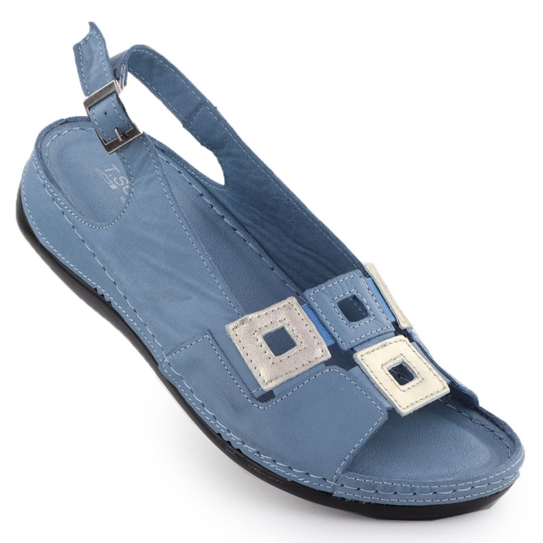 Sandales confortables pour femmes en cuir pour les quartiers bleus T.Sokolski L25-178