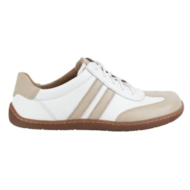 Olivier Chaussures en cuir minimaliste aux pieds nus 1287 blanc avec baskets beige