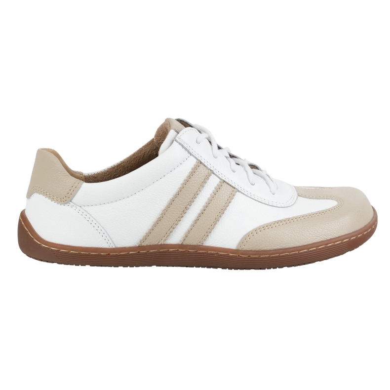 Olivier Chaussures en cuir minimaliste aux pieds nus 1287 blanc avec baskets beige