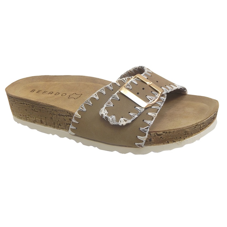 Befado Béfado Women's Slippers 158d275 Insert en cuir beige Befado Béfado Women's Slippers 158d275 Insert en cuir beige
