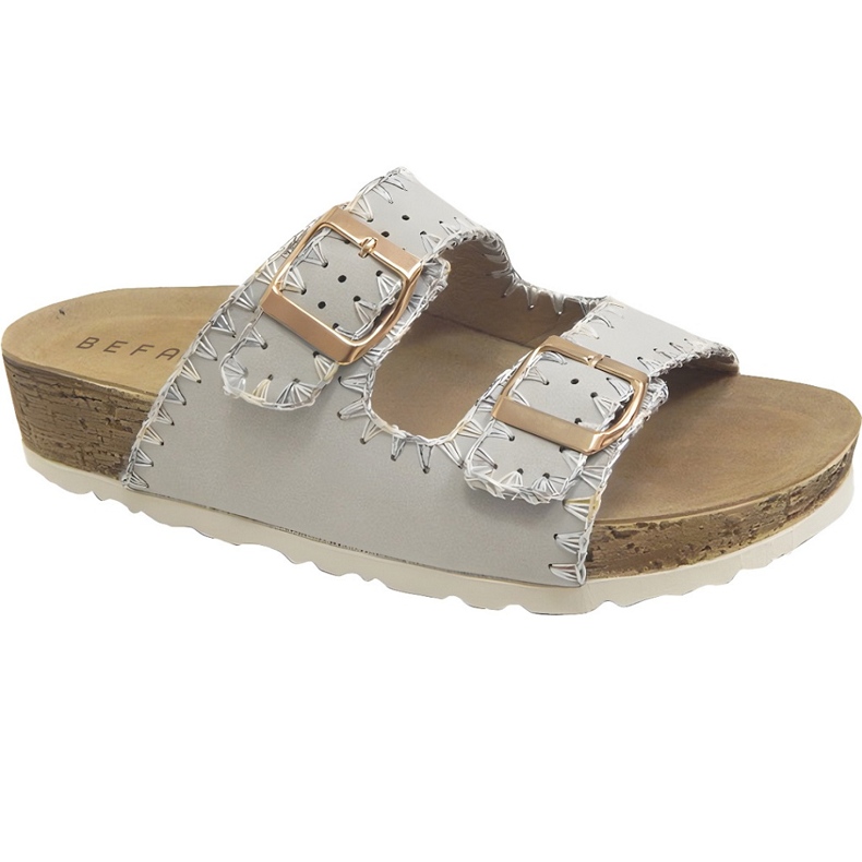 Befado Béfado Women's Slippers 158d274 Insert en cuir gris