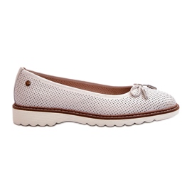 Ballerines ajourées pour femmes en cuir naturel Maciejka P6509-11 blanc blanche