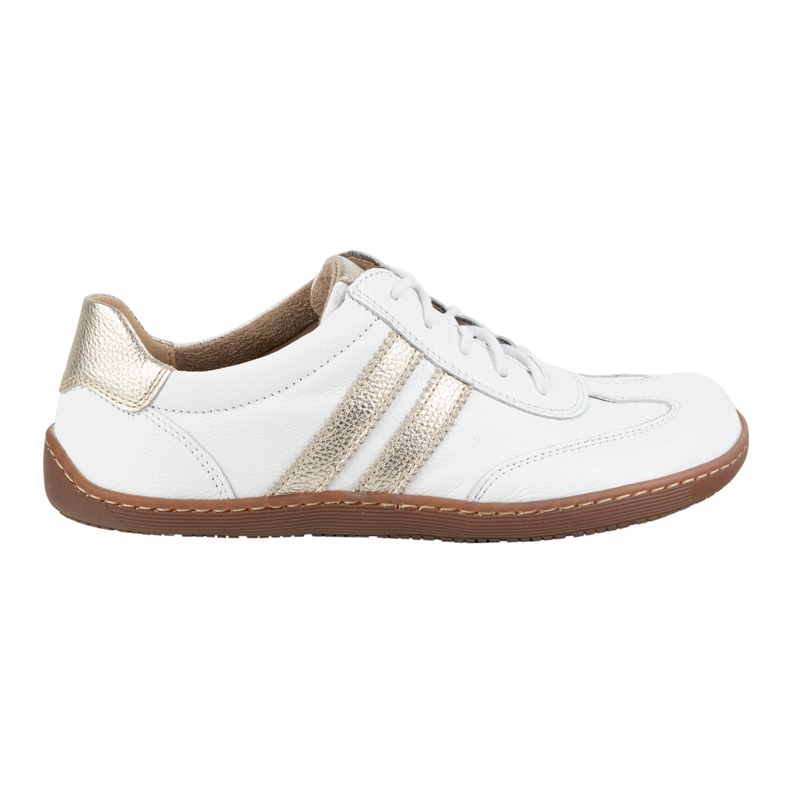 Olivier Cuir à pieds nus chaussures minimalistes en cuir 1287 blancs avec baskets en or blanche
