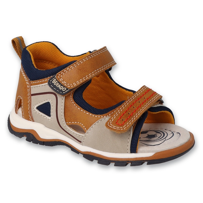 Sandales enfant Befado avec empiècement en cuir 170P099 marron-beige brun Sandales enfant Befado avec empiècement en cuir 170P099 marron-beige brun