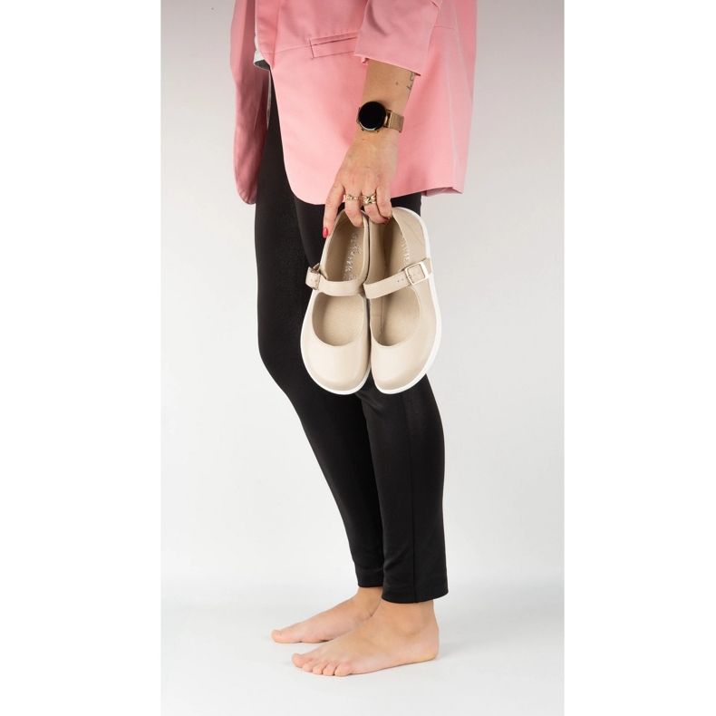 Barefoot Women's Ballerinas Olivier 1770pol en cuir avec boucle beige