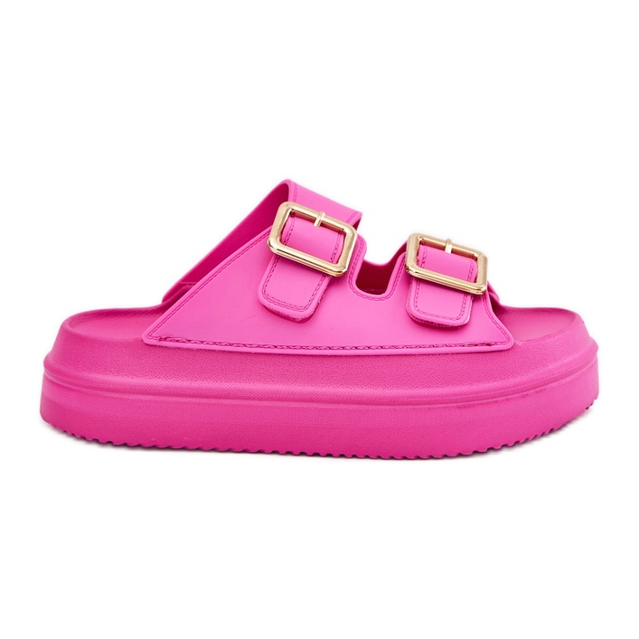 Inna Les tongs pour femmes sur la plate-forme avec des boucles dorées fuchsia rose Inna Les tongs pour femmes sur la plate-forme avec des boucles dorées fuchsia rose