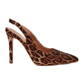 Inna Sandales décorées sur une impression léopard à talons hauts brun
