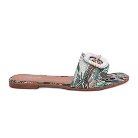 Inna Les tongs plats des femmes plates avec une boucle multicolore décorative