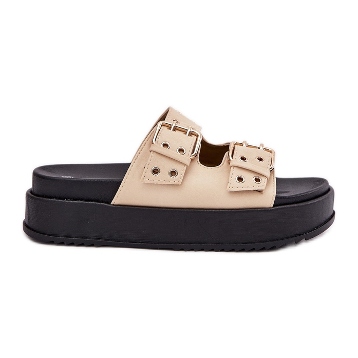 Inna Les tongs pour femmes avec des boucles sur la plate-forme beige Inna Les tongs pour femmes avec des boucles sur la plate-forme beige