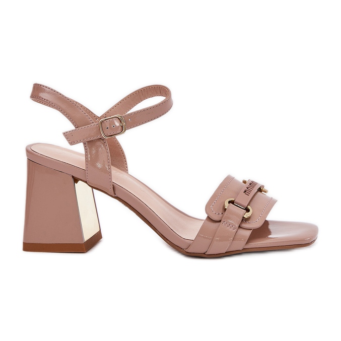 EVento Sandales féminines vernies en cuir sur le post Beige