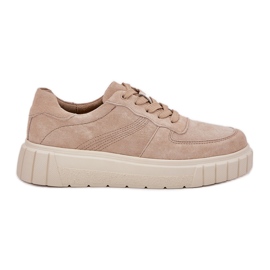 EVento Baskets en daim pour femmes sur la plate-forme beige