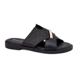 Vinceza Talons plats pour femmes avec un détail noir décoratif 17385 noir