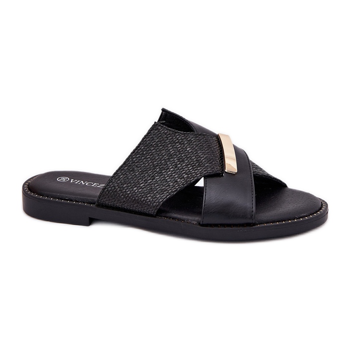 Vinceza Talons plats pour femmes avec un détail noir décoratif 17385 noir le noir