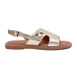 Sandales pour femmes plates avec un détail décoratif Vinceza 17378 Zlotys doré