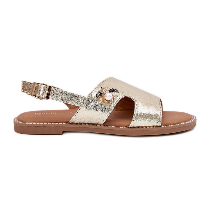 Sandales pour femmes plates avec un détail décoratif Vinceza 17378 Zlotys d'or