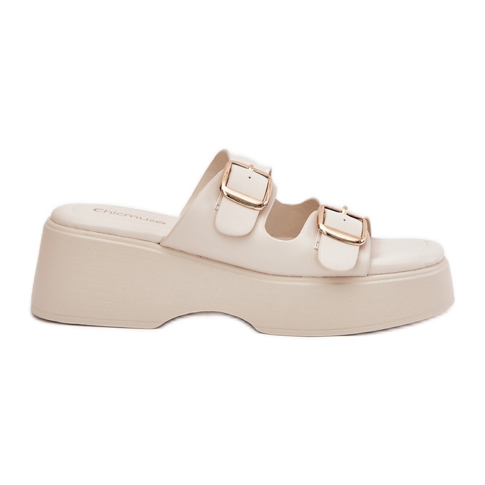 Inna Les tongs pour femmes sur le coin et la plate-forme avec des pinces légères suppliées beige Inna Les tongs pour femmes sur le coin et la plate-forme avec des pinces légères suppliées beige