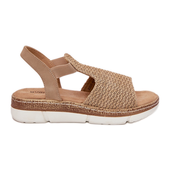 EVento Sandales féminines avec une tresse beige et or EVento Sandales féminines avec une tresse beige et or