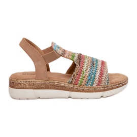 EVento Sandales féminines avec une tresse multicolore beige EVento Sandales féminines avec une tresse multicolore beige
