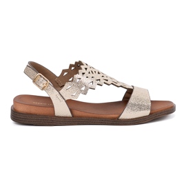 Sergio Leone Sandales en or avec décorations de travail ouvertes doré