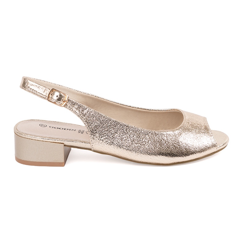 Goodin Sandales dorées à talons bas d'or
