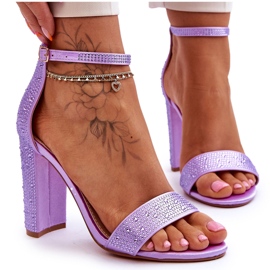 Talons des femmes avec des zircons violets
