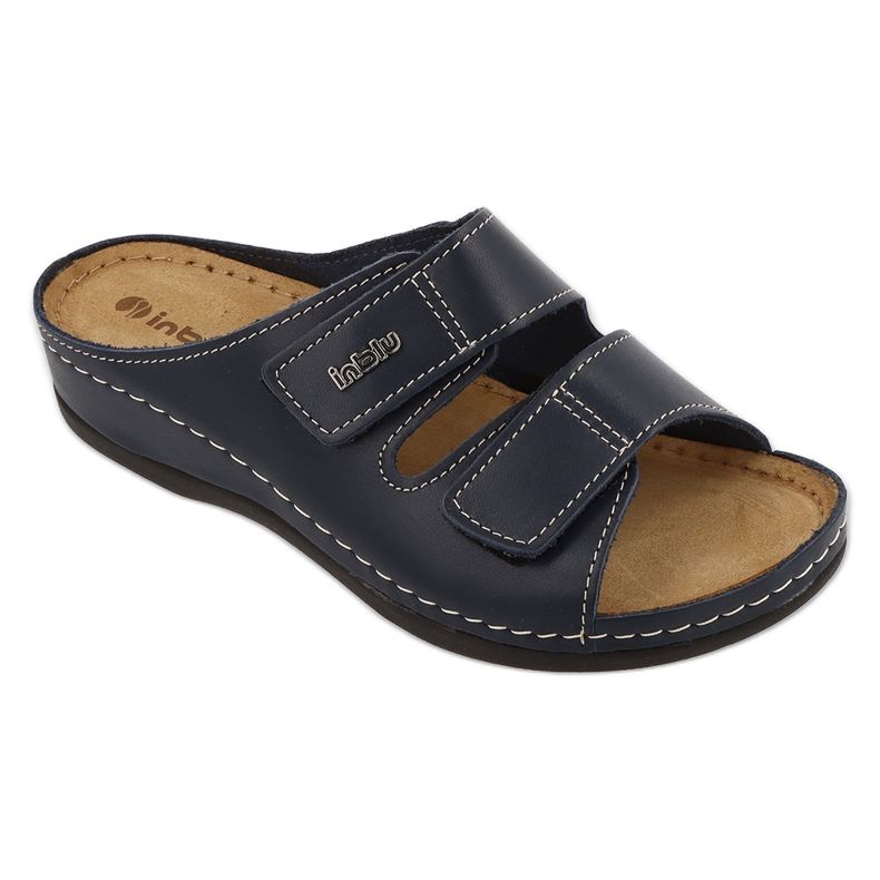 Inblu, Flip en cuir féminin -flops 158d001 bleu marine