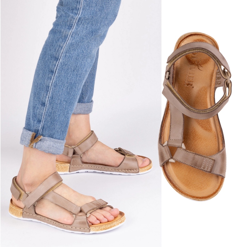 Olivier Sandales pour femmes beige en cuir aux pieds nus Olivier Sandales pour femmes beige en cuir aux pieds nus