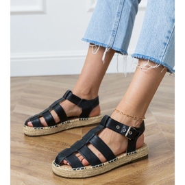 Espadrilles noires construites -in sandales