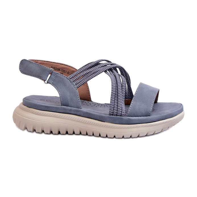 Evento Sandales Velcro Femme Légères et Confortables, Bleu, Ceclea