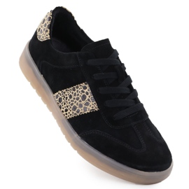 Sports en cuir féminin avec imprimé léopard. Filippo DP6770 le noir
